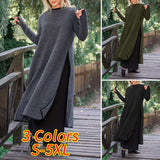 Huidianyin Long Dress VONDA Autumn Loose O Neck Side Split Fashion Pullover Maxi Sweatshirt Dresses Asymmetric Vestidos Femme Robe 925