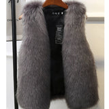 Huidianyin New Winter Female Fox Fur Vest Coat Winter Warm White Black Gray Fur Vest Jacket Large Size 2XL Sleeveless Coat