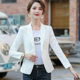 Huidianyin Women Blazer 2023 Formal Blazers Lady Office Single Button Pockets Jackets Coat Slim Black Women Blazer Femme Jackets