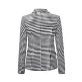 Huidianyin High Quality 2023 New Designer Blazer Women's Double Breasted Pocket Lion Buttons Slim Plaid Blazer Jacket Ladies