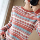 Huidianyin Female Korean Harajuku Sweater For Women Loose Striped Knitted Pullovers Vintage Women's Sweaters Pullover Jumper