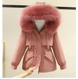 Huidianyin Padded Plus Size 2XL Winter Big Fur Jacket Women Loose Slim Warm Hooded Parka Coat Down jacket