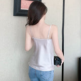 huidianyin Fashion Silk Camis female Summer Tank Top Silk Vest Bottoming Shirt Sexy Cami Top Womens Clothing White Chiffon Tops Women