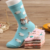 Huidianyin Autumn Women Socks Cartoon Animal Cute Sheep Cow Socks for Girls Warm Cotton Sock for Ladies Christmas Gifts