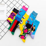 Huidianyin Fashion Combed Cotton Men Socks Colorful Comic Pattern Casual Happy Socks Funny Harajuku Novelty Calcetines Hombre