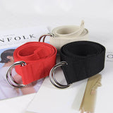 Huidianyin Solid Cotton Canvas All-match Waist Straps Women Canvas Belt D Shaped Double Ring Buckle Waistband Fashion