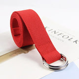 Huidianyin Solid Cotton Canvas All-match Waist Straps Women Canvas Belt D Shaped Double Ring Buckle Waistband Fashion