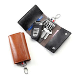 Huidianyin 2023 PU Leather Car Key Holders Keys Organizer Key Wallets Car Keychain Leather Housekeeper Key Wallet Cover 6 Colors