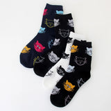 Huidianyin 4pairs/lot Combed Cotton Socks Women Breathable Cute Kawaii Cat Printing Pattern Funny Sock Casual Autumn Soft Sokken