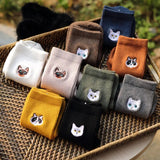 Huidianyin And Dog Pure Cotton Woman Harajuku Cartoon Animal Silver Dollar Manual Embroidery funny Socks & hosiery women Autumn Winter