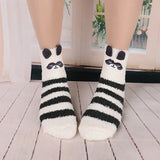 Huidianyin Cartoon Harajuku Rabbit Fox Bear Deer Cute Fluffy Coral Velvet Women Cotton Socks Autumn Winter Thick Warm Home Floor Sock