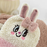 Huidianyin Cartoon Harajuku Rabbit Fox Bear Deer Cute Fluffy Coral Velvet Women Cotton Socks Autumn Winter Thick Warm Home Floor Sock