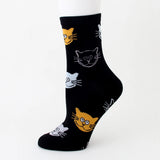 Huidianyin 4pairs/lot Combed Cotton Socks Women Breathable Cute Kawaii Cat Printing Pattern Funny Sock Casual Autumn Soft Sokken