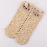 Huidianyin Cartoon Harajuku Rabbit Fox Bear Deer Cute Fluffy Coral Velvet Women Cotton Socks Autumn Winter Thick Warm Home Floor Sock