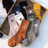 Huidianyin And Dog Pure Cotton Woman Harajuku Cartoon Animal Silver Dollar Manual Embroidery funny Socks & hosiery women Autumn Winter