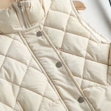 Huidianyin Stand Collar Zipper Pocket Women's Vest Autumn Winter Diamond Cotton Vest Jacket Female Jackets Autumn Spring Women Warm