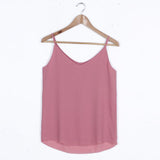 Huidianyin Chiffon Camis Top Blouse Women Sleeveless Solid Sexy Casual Basic Tank