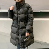 Huidianyin New Winter Women 90% White Duck Down Long Parkas Stand Collar Thick Warm Down Coat Loose Zipper Ladies Snow Outwear