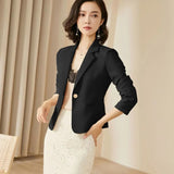 Huidianyin Spring Autumn Fashion Women's Long Sleeve Single Button Jacket Loose Casual Women Blazers Jackets Work Wear Coat