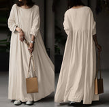 Huidianyin Women Elegant Maxi Long Dress ZANZEA 2023 Autumn Vintage Long Sleeve Solid Sundress Kaftan Femme Robe Vestidos  Baggy