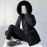 Huidianyin New Cotton Padded Fur Parka New Big Fur Collar Down Jacket Women Thick Warm Parkas Female Outerwear