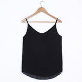 Huidianyin Chiffon Camis Top Blouse Women Sleeveless Solid Sexy Casual Basic Tank