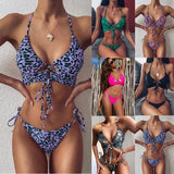 Huidianyin Animal Bikini Push Up Swimwear Women Leopard Female Bandage Sexy Swimwear Women Monokini Halter Backless Bathing Suit