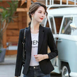 Huidianyin Women Blazer 2023 Formal Blazers Lady Office Single Button Pockets Jackets Coat Slim Black Women Blazer Femme Jackets