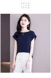 huidianyin Blouse for Women Short sleeve Womens Tops Loose Casual Blouse Cotton Summer Women's Clothing Solid OL Elegant Women Blouse