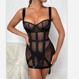 Huidianyin Sexy Lace Lingerie Dress Transparent Mini Sleepwear Thongs Hot Exotic Clothes Babydoll Sheer Mesh Body Hot