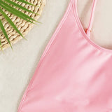 Huidianyin Backless Thongs Swimsuit Sexy One Piece Monokini Brazilian Bathing Suit High Leg Bikinis Beachwear Light Pink Body