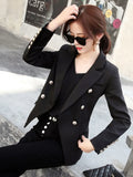 Huidianyin Long Sleeve Fashionable Elegant All-matchDouble Breasted Simple Single Breasted Classic Office Lady Temperament Coat