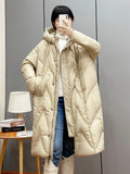 Huidianyin Winter Women 90% White Duck Down Long Jacket Hooded Casual Loose Warm Outwear Female Thick OverSize Puffer Coat