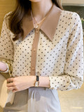 huidianyin Fashion Women Shirts Polka Dot Women's Elegant Blouses Peter Pan Collar Women Tops Casual Shirts New Autumn Female Clothing