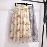 Huidianyin Floral Skirt Women 2023 Spring Summer Autumn Long Gauze Skirt High Waisted Grace Fashion Puff Skirts Elegant Mujer Printing