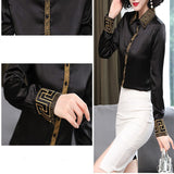 huidianyin Women Shirts and Blouses Embroidery Long Sleeve Blouse 2023 Fashion Elegant Women Clothing OL Luxury Shirt Silk Women Tops