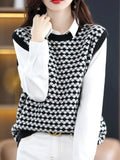 Huidianyin Sweater Vest Women Harajuku Elegant Casual Tops All-match Preppy Korean Style Simple Basic Chic Streetwear