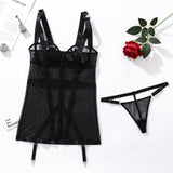 Huidianyin Sexy Lace Lingerie Dress Transparent Mini Sleepwear Thongs Hot Exotic Clothes Babydoll Sheer Mesh Body Hot