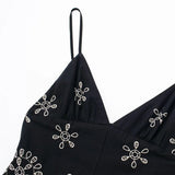 Huidianyin Embroidery Slip Dress Woman Black Backless Long Dress Women Sleeveless Beach Summer Dresses For Women Sexy Midi Dresses