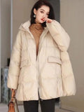 Huidianyin New Winter Women White Duck Down Jacket Hooded Warm Oversize Puffer Coat Female Casual Loose Parkas Pocket Outwear