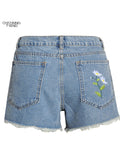 huidianyin High Waist Straight Jeans Shorts Summer Pockets Loose Female Blue Denim Shorts Ladies High Street Bottoms Women 2023