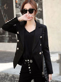 Huidianyin Long Sleeve Fashionable Elegant All-matchDouble Breasted Simple Single Breasted Classic Office Lady Temperament Coat