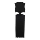 Huidianyin Black Knitted Dresses For Women 2023 Cut Out Bodycon Long Dress Women Sexy Midi Party Dresses Sleeveless Summer Dress