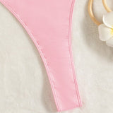 Huidianyin Backless Thongs Swimsuit Sexy One Piece Monokini Brazilian Bathing Suit High Leg Bikinis Beachwear Light Pink Body