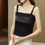 huidianyin Womens Tops Satin Sexy Blouse Corset Top Silk Blouses 2023 Fashion Tank Top Female Clothing Elegant Camisole Ladies Tops