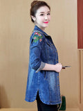 Huidianyin Denim Coats Women Long Sleeve Casual Fashion Turn Down Collar All-match Vintage Chic Jackets Coat Clothing New