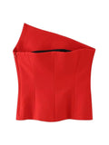 Huidianyin Red Corset Top Woman Off Shoulder Tops For Women Bustier Asymmetric Crop Top Woman Party Night Backless Lingerie Sexy Tops