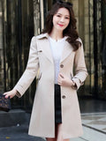 Huidianyin Women's Trench Coat Fashion All-match Single-breasted Fashion All-match Casual Simple Solid Color Fashionable Mid-Length Coat