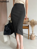 Huidianyin Elegant Long Skirts Women 2023 Autumn High Waist Zipper Asymmetrical Party Skirt Casual Solid Color Bottoms Streetwear