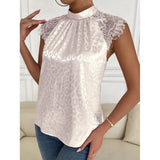 huidianyin Sexy Lace Blouses Summer Solid Pink Shirts 2023 Elegant Stand Collar Top Lady Loose Shirt Womens Blusas Mujer 26563